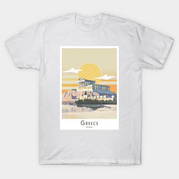 Sunset Over the Acropolis in Athens Greece T-Shirt by POD24